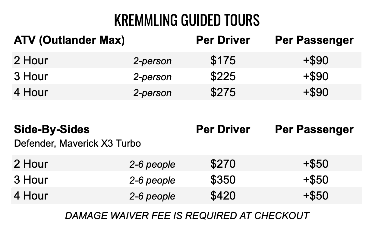 ATV TOUR - Prices - 2025
